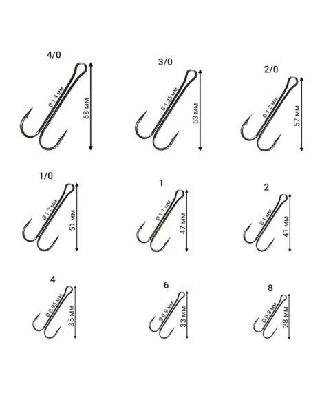 Крючок двойной KUMHO Double Hook Long Shank №3/0 3 шт в пачке