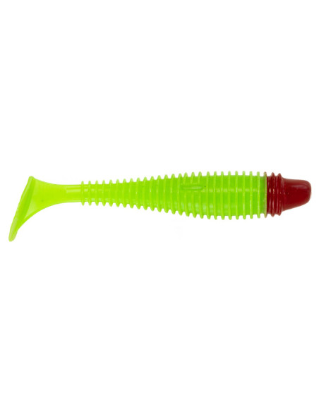 Їстівний силікон Віброхвіст Fatik 3.3" колір 66 Acid Green Red Head UV кількість в пачці 5шт