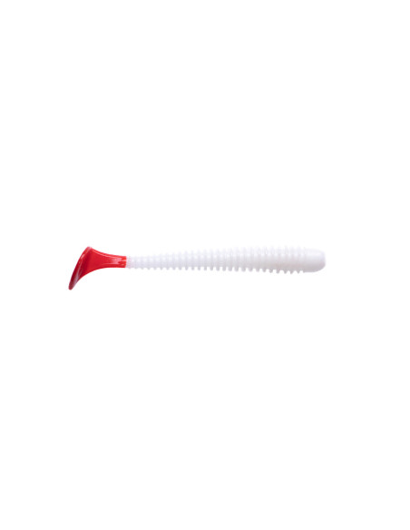 Съедобный силикон Виброхвост Zander Worm 3,6" цвет 68 White Red Tail UV количество в пачке 5шт