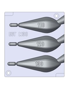 ЧПУ алюмінієва форма Карповое грузило Horizon 110-130g 3-cav: 110-120-130g ID L138