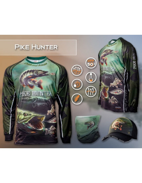 Риболовна дихаюча Джерсі з малюнком PIKE HUNTER UPF50+