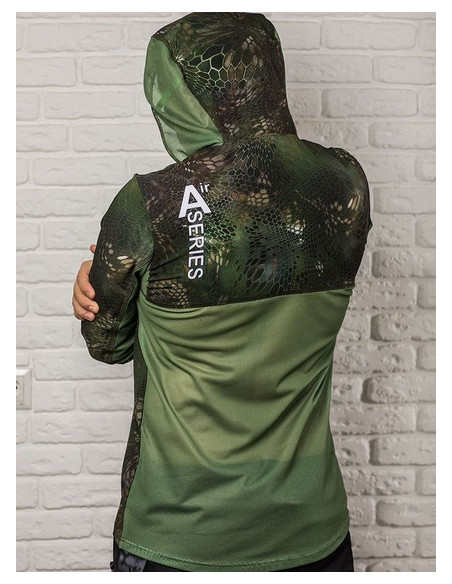 Дышащая рыболовная худи с рисунком REPTILE SKIN Forest Camo Air UPF50+