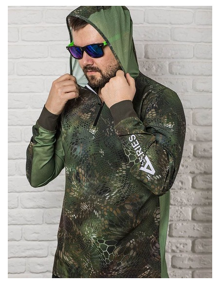 Дихаюча риболовна худі з малюнком REPTILE SKIN Forest Camo Air UPF50+