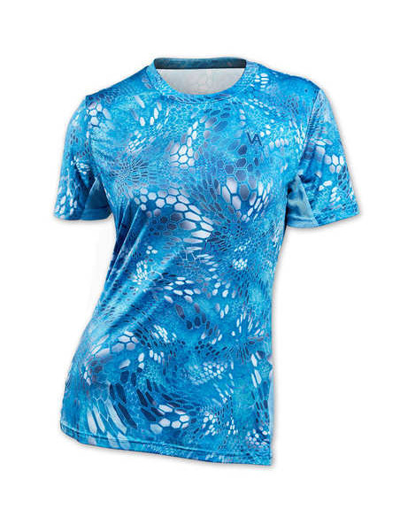 Дышащая рыболовная футболка с рисунком REPTILE SKIN Blue Water UPF50+ женская