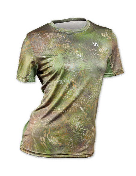 Дышащая рыболовная футболка с рисунком REPTILE SKIN Forest Camo UPF50+ женская