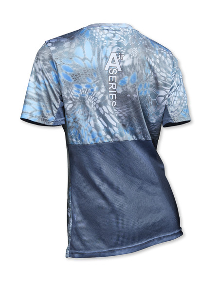 Дихаюча риболовна футболка з малюнком REPTILE SKIN Blue Air UPF50+ жіноча
