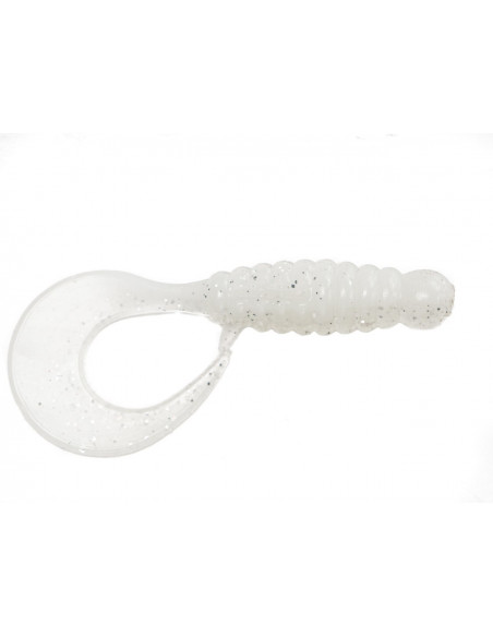 Їстівний силікон Твістер Twister 2.2" колір 49 WHITE Silver electrik Glitter UV кількість в пачці 7шт