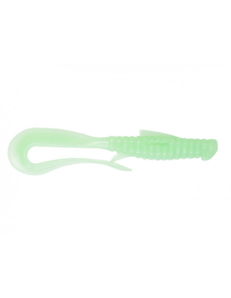 Съедобный силикон Виброхвост Mad Worm 3.5" цвет 09 Green Milk UV количество в пачке 6шт