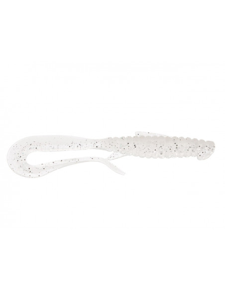 Съедобный силикон Виброхвост Mad Worm 3.5" цвет 49 WHITE Silver electrik Glitter UV количество в пачке 6шт