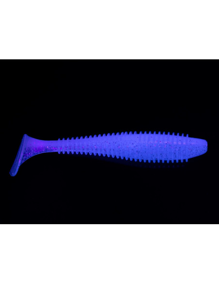 Съедобный силикон Виброхвост Fatik 3.8" цвет 49 WHITE Silver Electric Glitter UV количество в пачке 4шт
