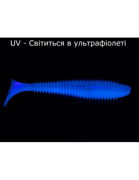 Съедобный силикон Виброхвост Fatik 2.8" цвет 04 White Mouse UV количество в пачке 5шт
