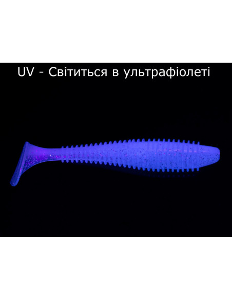 Съедобный силикон Виброхвост Fatik 2" цвет 49 WHITE Silver electric Glitter UV количество в пачке 9шт