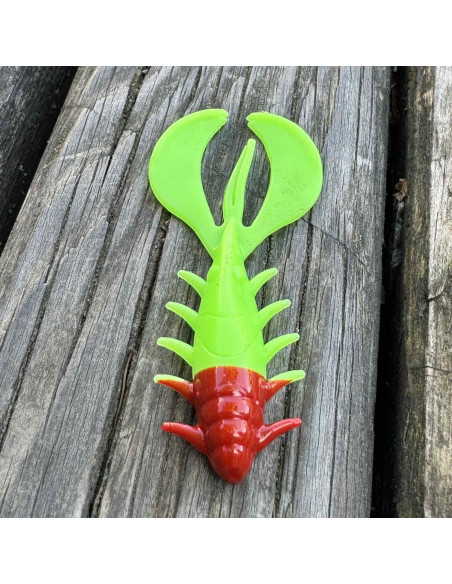 Съедобный силикон рак Chubby Craw 2.4" 60мм цвет 66 Acid Green Red Head UV количество в пачке 7шт