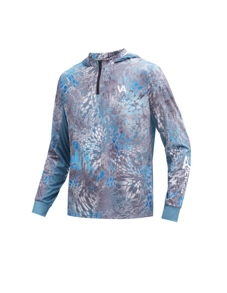 Дихаюча риболовна худі з малюнком REPTILE SKIN Blue Air UPF50+