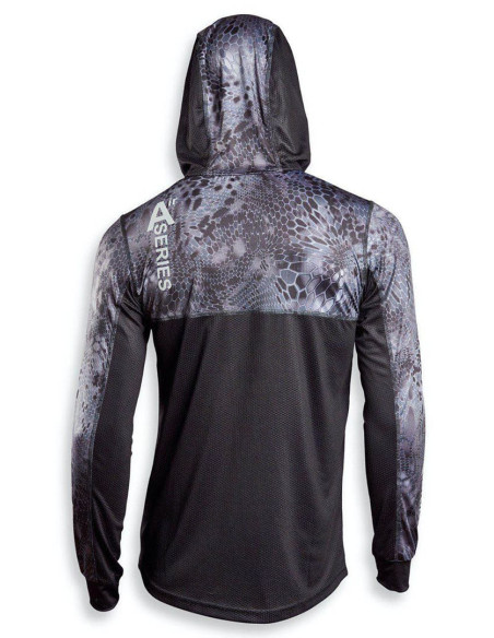 Дихаюча риболовна худі з малюнком REPTILE SKIN Grey Air UPF50+