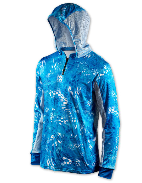 Дышащая рыболовная худи с рисунком REPTILE SKIN Blue Water Air UPF50+