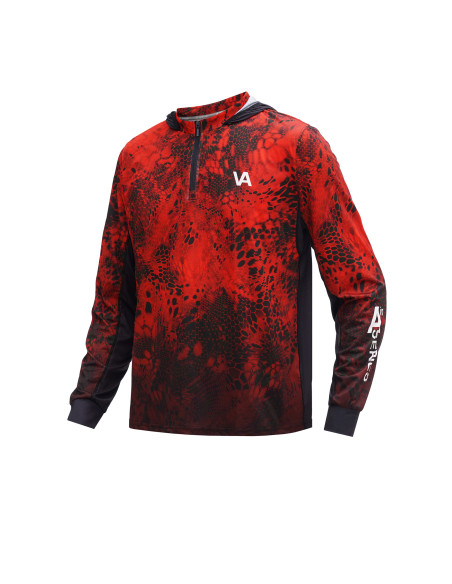 Дихаюча риболовна худі з малюнком REPTILE SKIN Bloody Red Air UPF50+