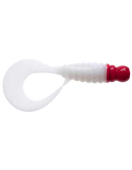 Їстівний силікон Твістер Twister 2.2" колір 64 White Red Head UV кількість в пачці 7шт