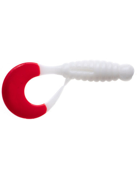 Съедобный силикон Твистер Twister 2.2" цвет 68 White Red Tail UV количество в пачке 7шт