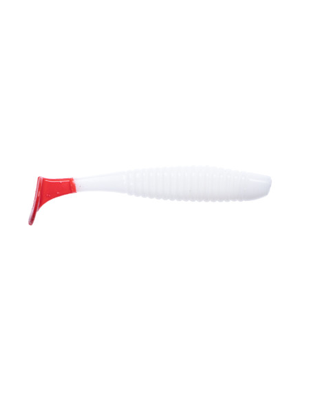Съедобный силикон Виброхвост Shiner 3" цвет 68 White Red Tail UV количество в пачке 6шт