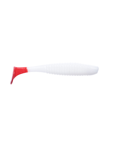 Съедобный силикон Виброхвост Shiner 3" цвет 68 White Red Tail UV количество в пачке 6шт