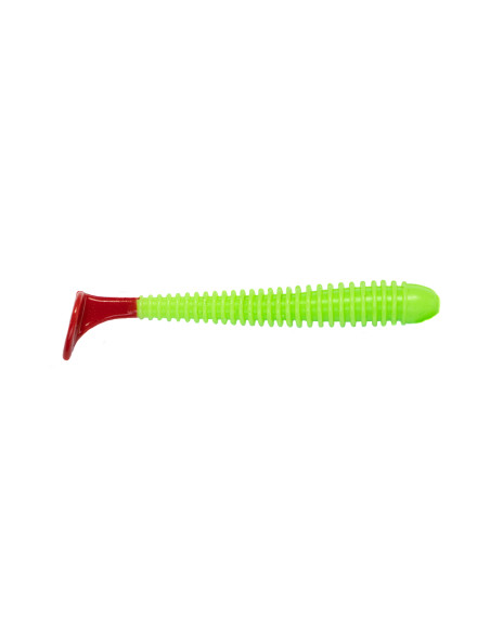 Їстівний силікон Віброхвіст Zander Worm 3" колір 67 Acid Green Red Tail UV кількість в пачці 6шт
