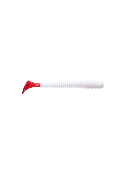 Съедобный силикон Виброхвост Zander Worm 3" цвет 68 White Red Tail UV количество в пачке 6шт