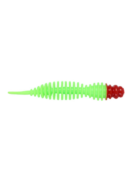 Съедобный силикон Червь Killer Lip 3" цвет 66 Acid Green Red Head UV количество в пачке 6шт